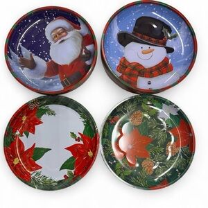 Festive Holiday Plate Set with Santa and Snowman set of 36 NWT